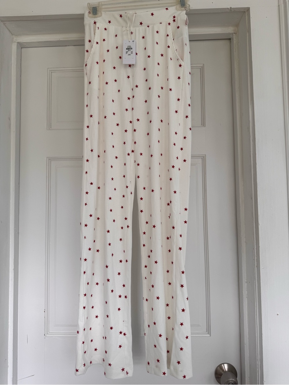 Primark Cream Lounge Pants with Red Star Print